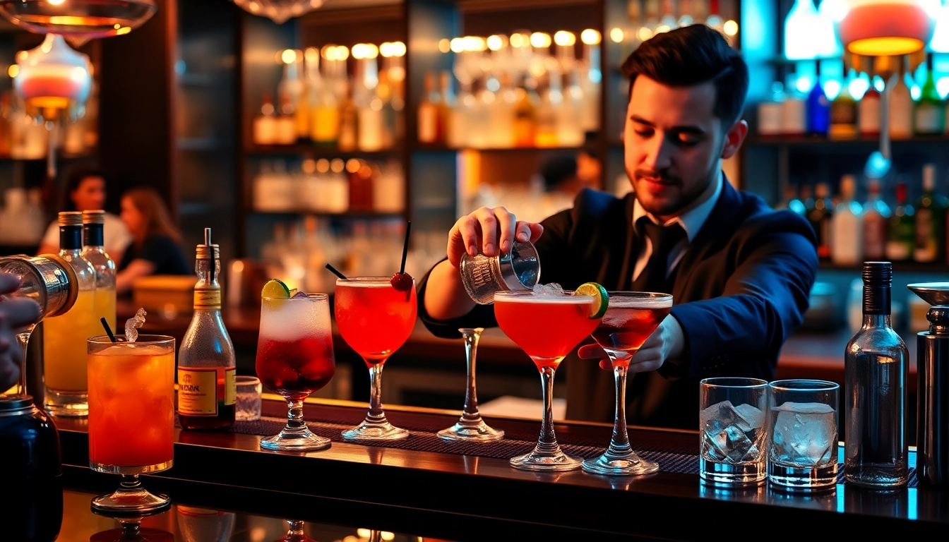 Creating delicious cocktails during a cocktailkurs session with a professional bartender.