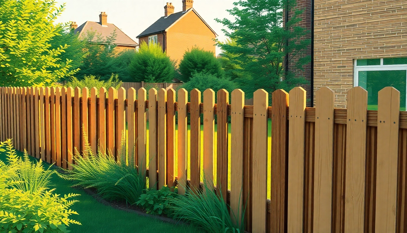 View a charming wooden fence by fencing companies Manchester in a sunlit Manchester garden.