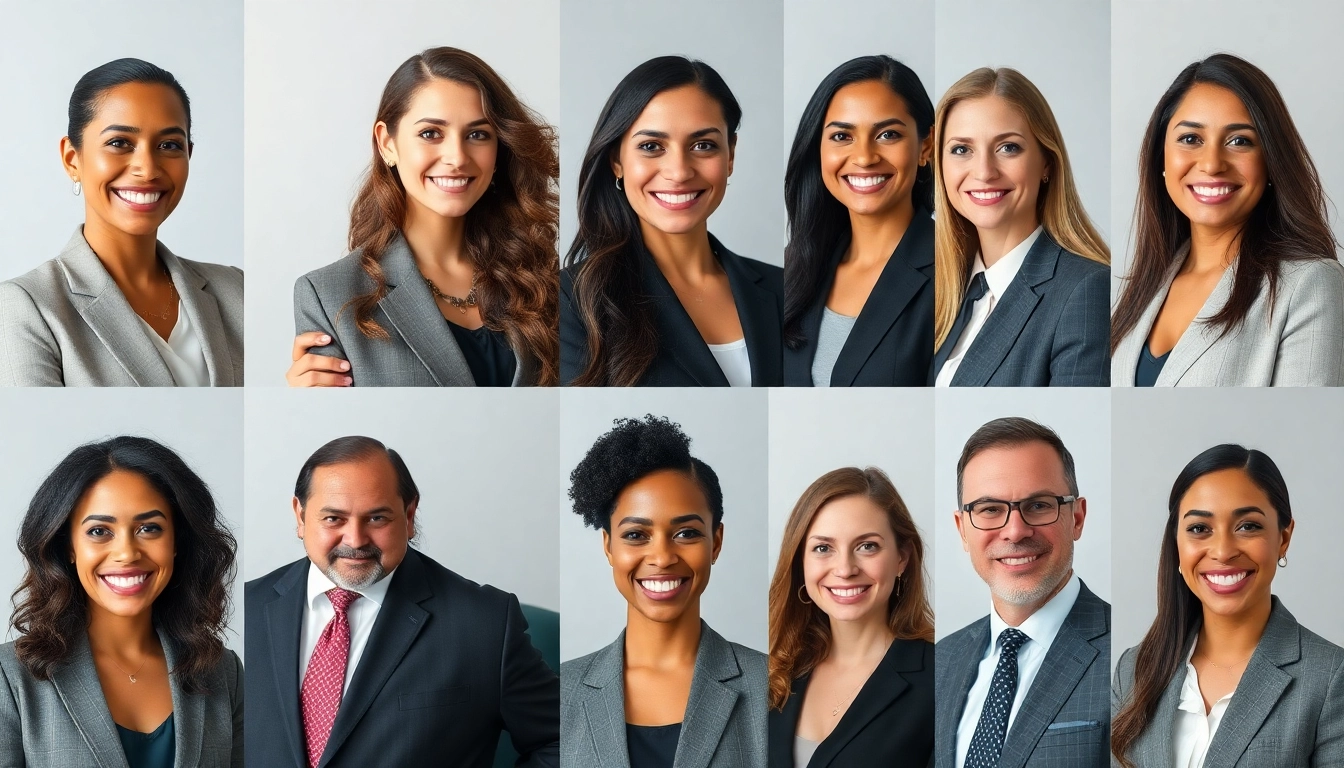 Capture stunning corporate headshots showcasing diverse professionals in tailored suits.