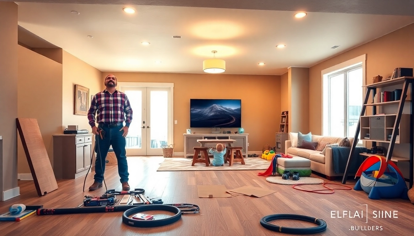 Experienced Utah basement builders transforming a modern space with expert craftsmanship and design.