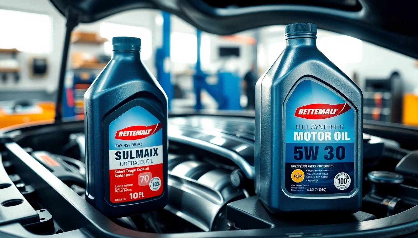 Apply full synthetic motor oil 5w 30 in a bright car maintenance setting with professional tools.