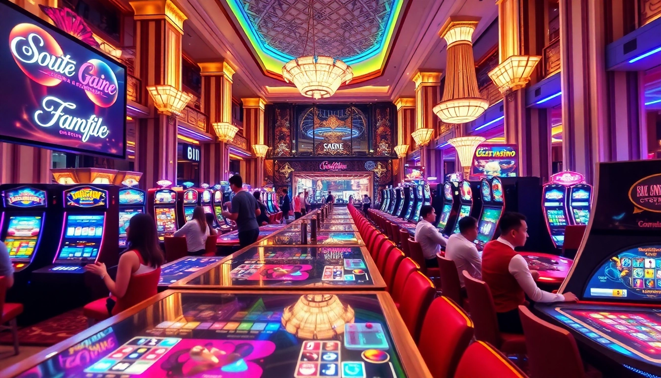 Experience the excitement at a vibrant Singapore casino with glowing lights and thrilling gaming options.