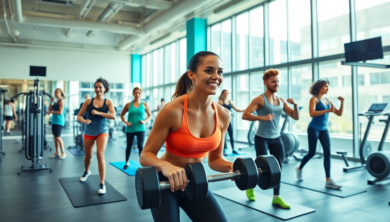 Best gym near me showcasing energetic fitness enthusiasts in a modern workout space.