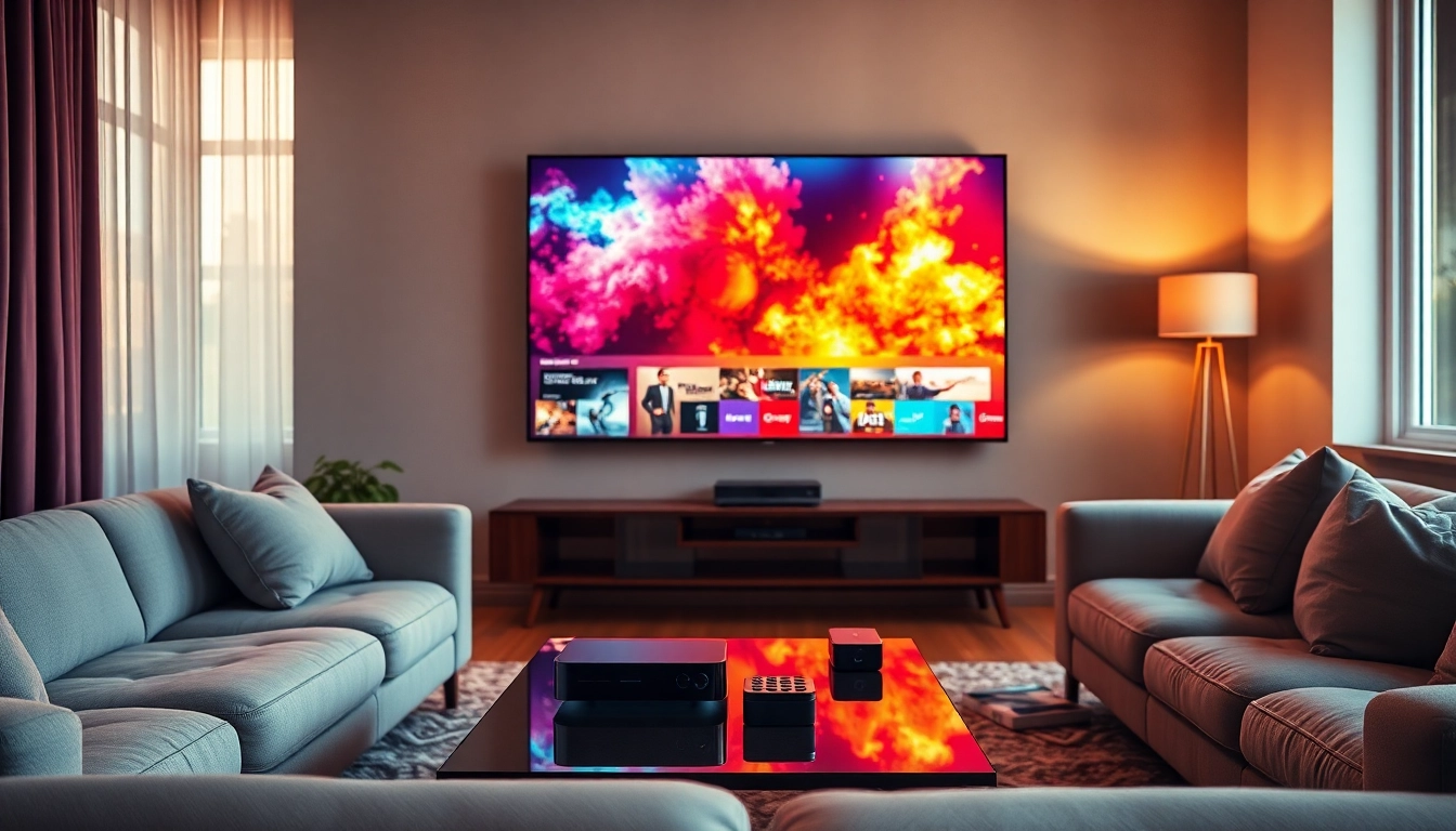 Enhance your viewing experience with an IPTV Subscription USA in a modern living room setup.