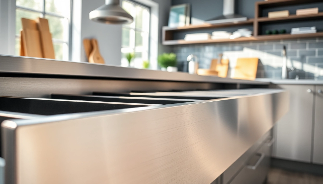 Showcasing a high-quality metal drawer system in a sleek kitchen environment, highlighting its smooth functionality.