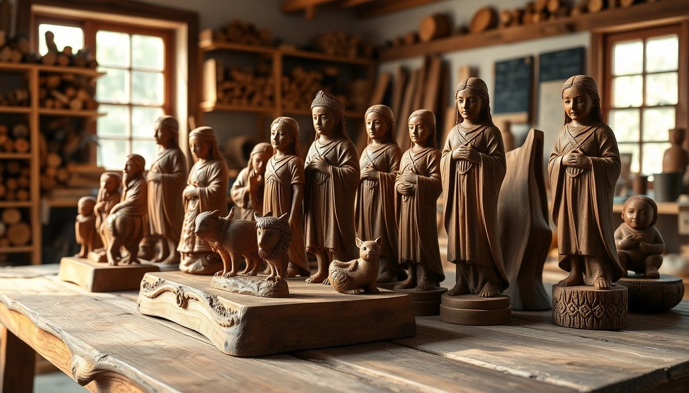 Showcasing unique olive wood carvings reflecting traditional craftsmanship.