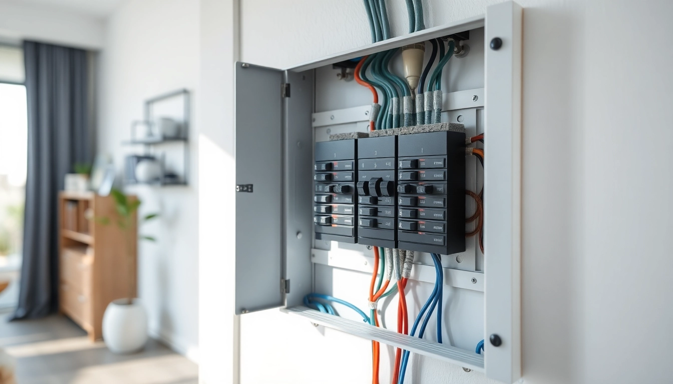 Inspecting an Electrical Panel in a modern home with clearly labeled circuits and organized installation.