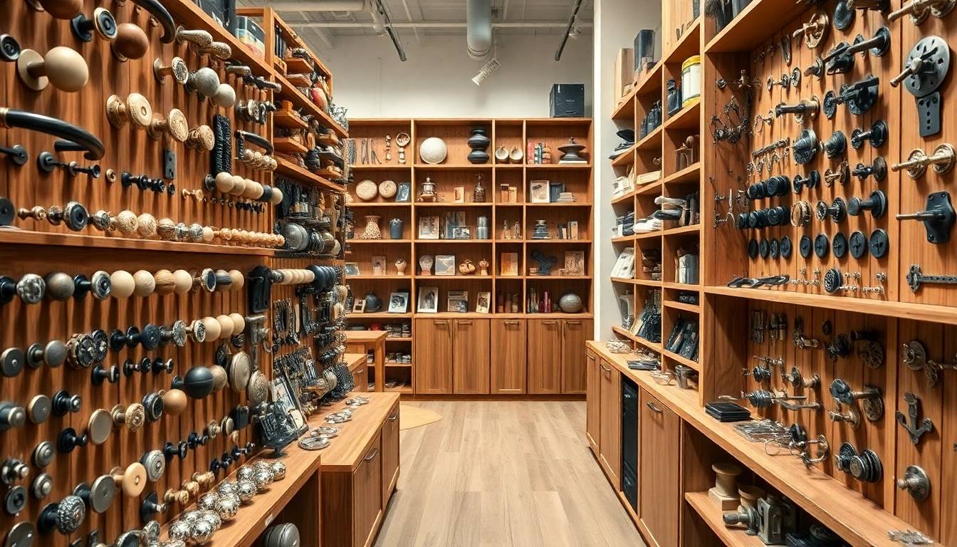 Showcase furniture hardware suppliers presenting diverse cabinet knobs and pulls in a professional setting.