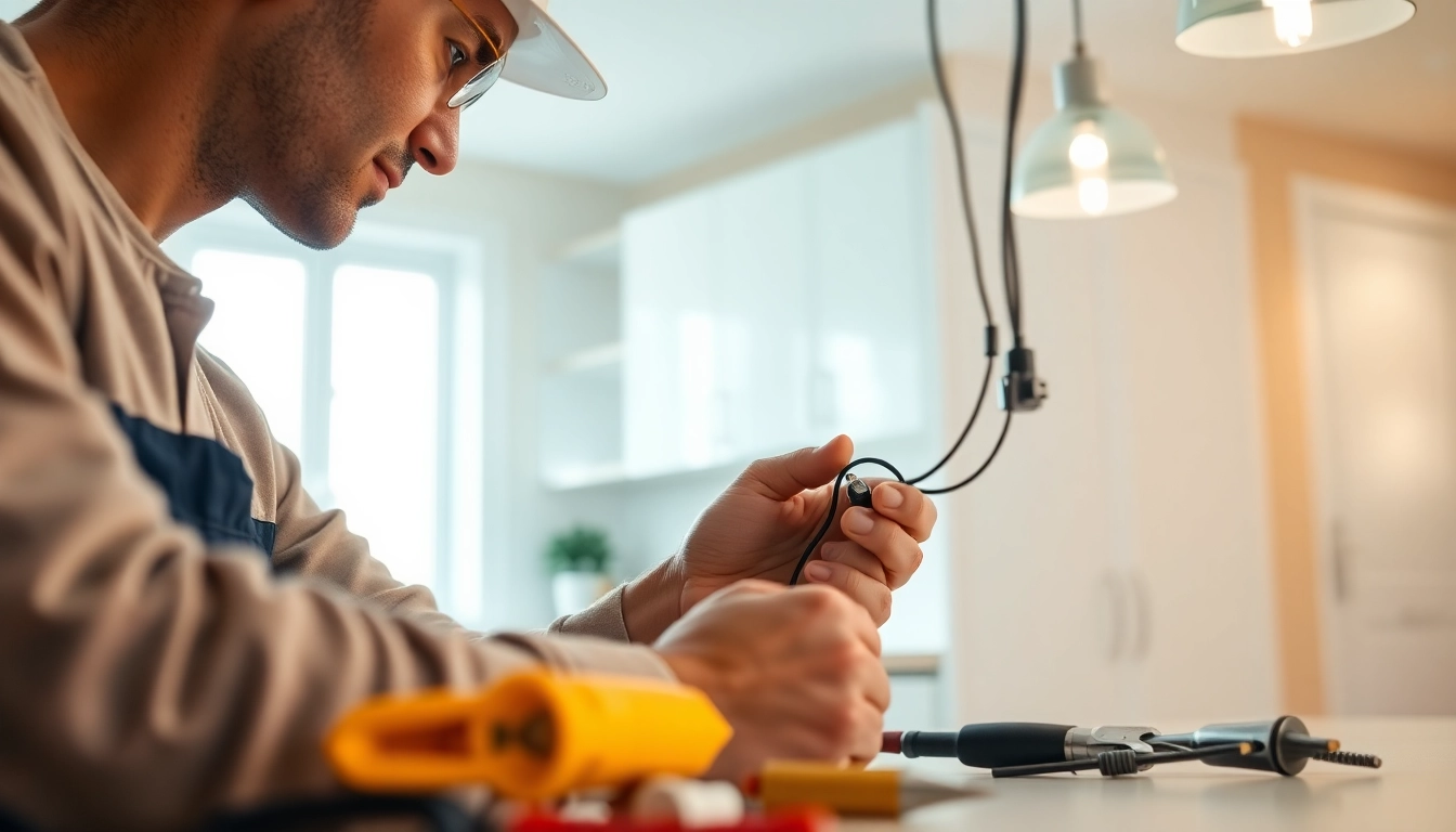 Expert installer providing Electrical Service at a residential site, ensuring safe electrical connections.