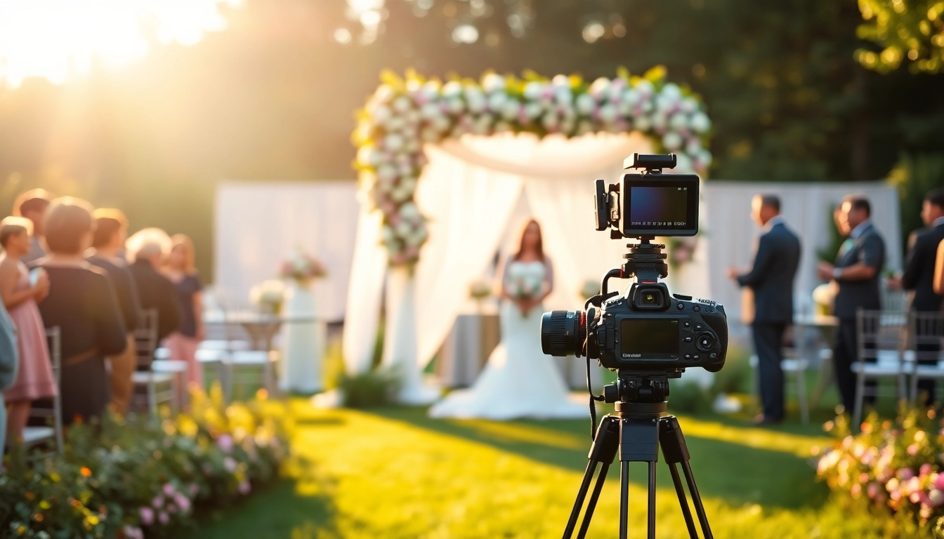 Capture the essence of an edmonton videographer at a picturesque wedding scene, showcasing vibrant love.