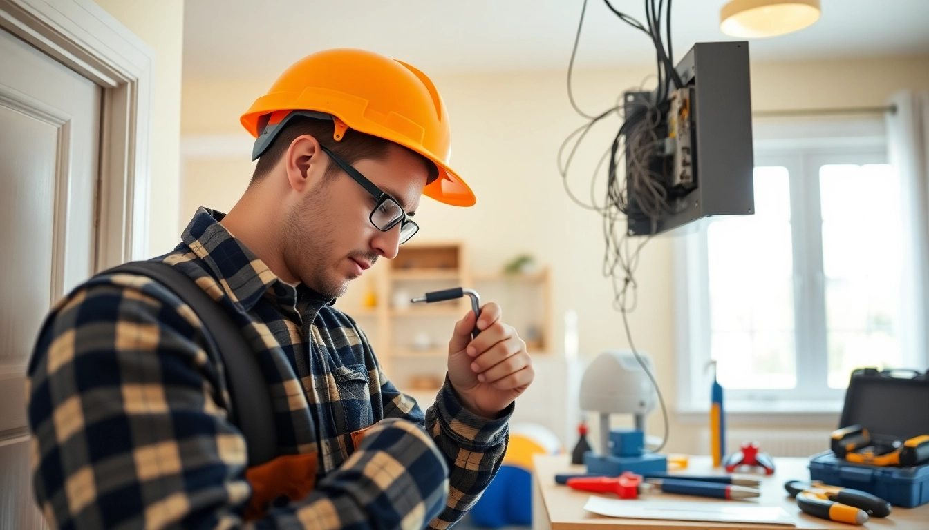 Electrician apprenticeship Hawaii: apprentice focused on residential electrical panel work with tools.