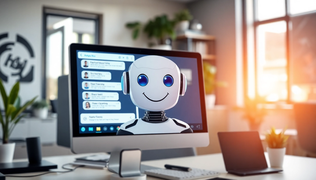 Engage with a chatgpt bot for website showcased in a modern office interface.
