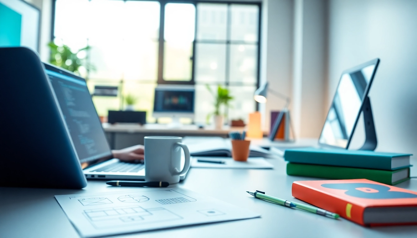 Engaging web development workspace showcasing programming skills and coding elements.