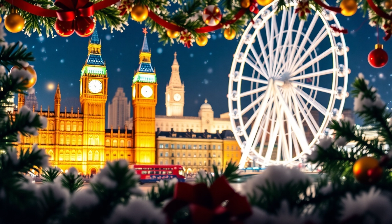 Design unique custom Christmas cards London featuring festive scenes with London landmarks.