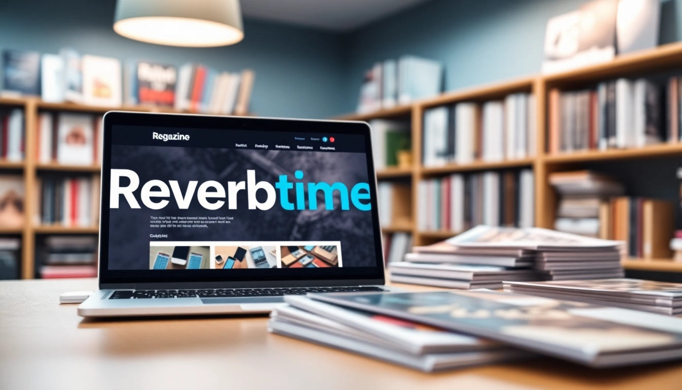 Engage with Reverbtime Magazine showcasing digital publication in a modern workspace.