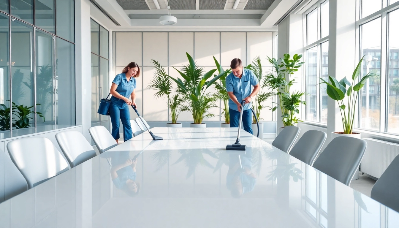 Expert office cleaning Melbourne team ensuring a pristine workspace with modern tools and bright atmosphere.