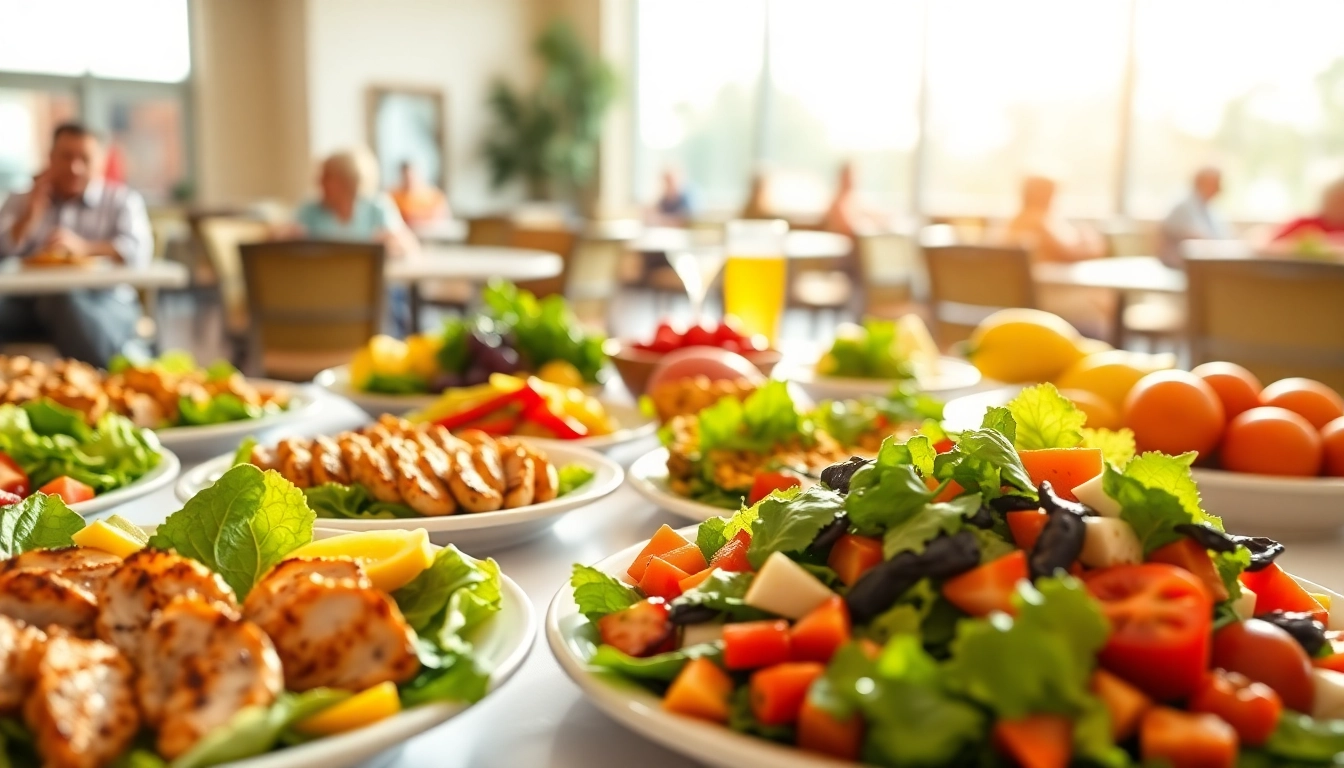 A welcoming scene of a henderson nv senior center menu with vibrant dishes arranged for a wholesome lunch setting.
