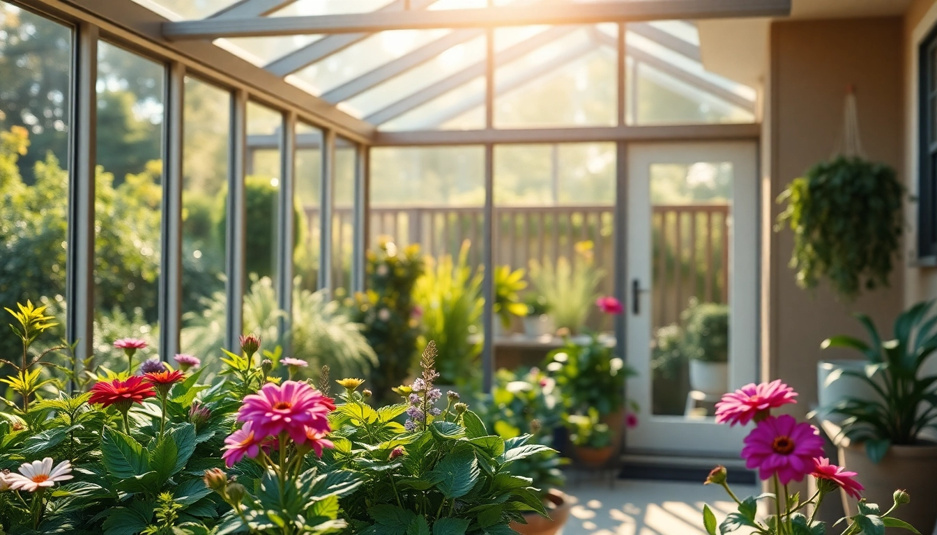 Enhance your home with an attached greenhouse sunroom showcasing vibrant plants and natural light.