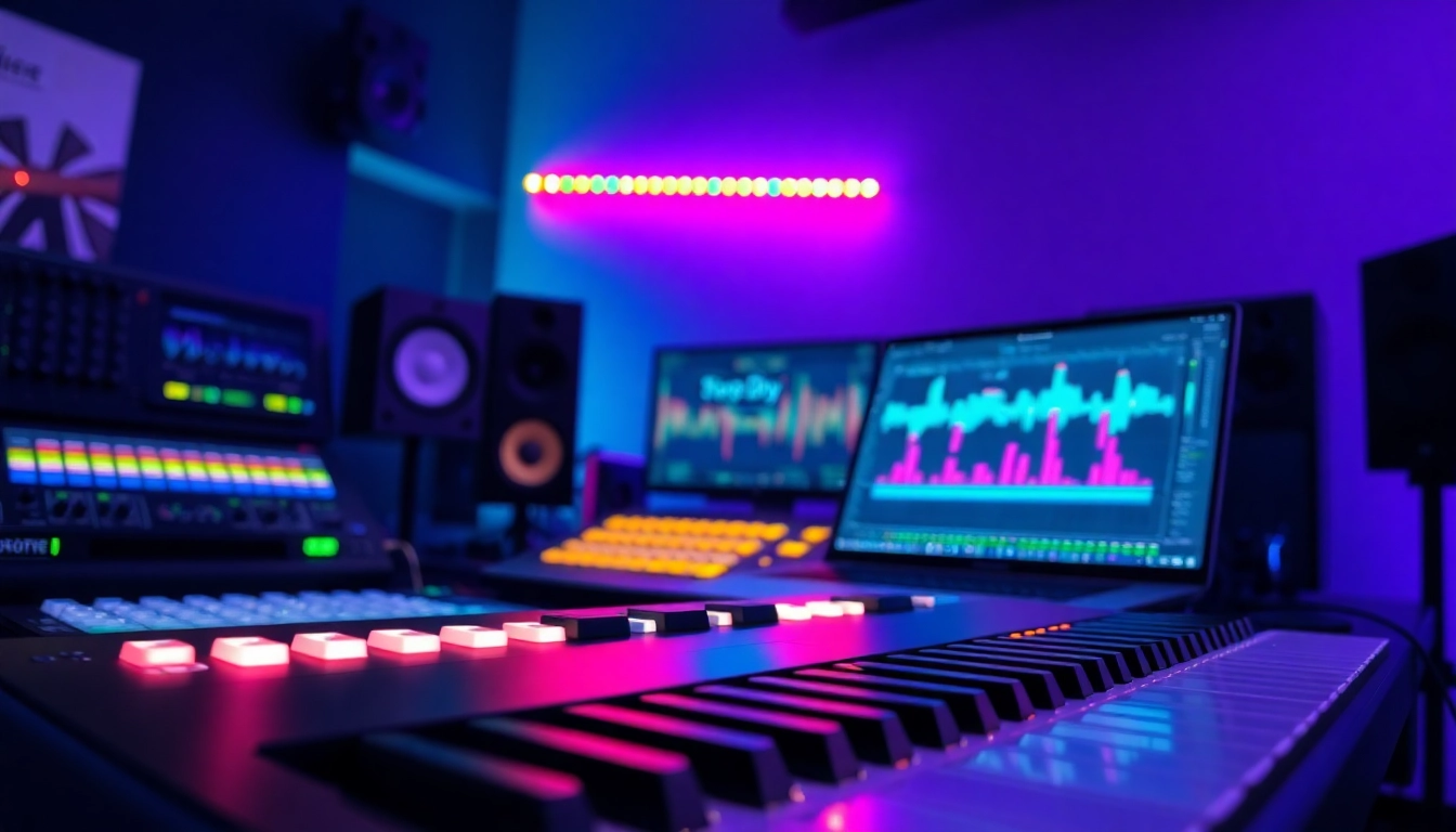 Creating dynamic beats with UK Bass serum presets in a well-equipped music studio.