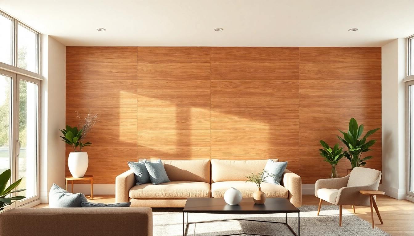 Enhance your space with faux wood paneling creating a warm, inviting atmosphere.