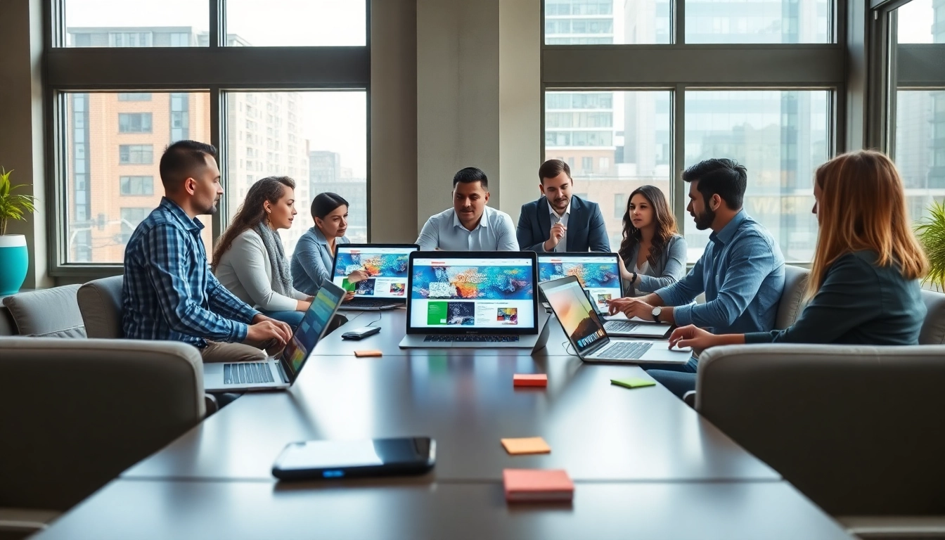 Showcasing vibrant website development kansas city teamwork in a modern office ambiance.