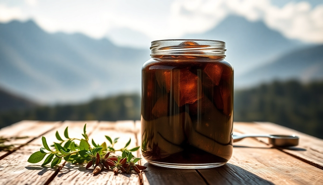 Experience the purity and rich texture of Best Himalayan Shilajit in a rustic setting.