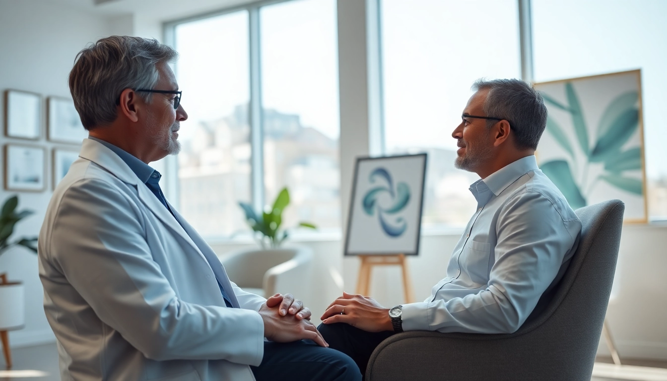 View of a concierge doctor consulting with a patient at parker medical las vegas in a modern setting.